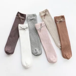 Toddler/Kid Girl Bowknot Solid Color Stockings (6 Colors)