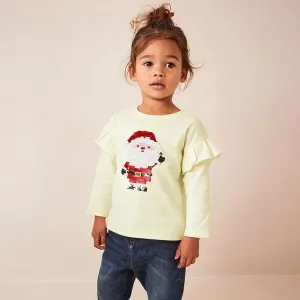 Toddler/Kid Girl's Long Sleeve Cartoon Christmas Design Tee