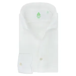 Tokyo slim fit sport shirt in white linen one piece collar