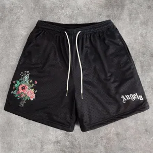 Trendy Angel Print Retro Street Shorts