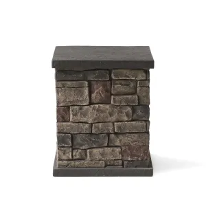 Troy Outdoor Lightweight Concrete Tank Holder Side Table, Stone Finish