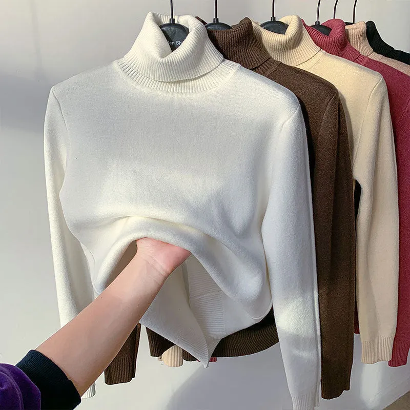 Turtle Neck Winter Sweater Women Elegant Thick Warm Female Knitted Pullover Loose Basic Knitwear | Brodtica.com