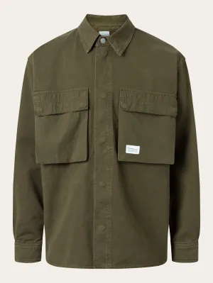 Twill loose fit overshirts - Dark Olive