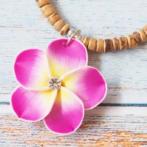Twinkle Plumeria Pink Pendant Hawaiian Necklace