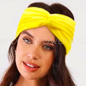 Twist Turban Headband Ear Warmer Solid Yellow
