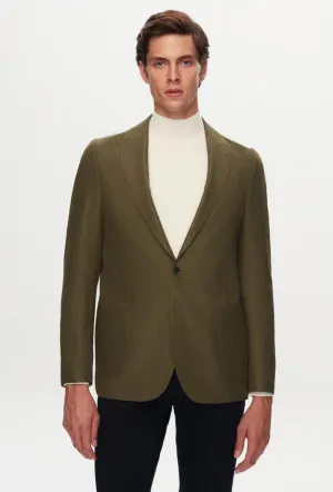 Twn Slim Fit Green Dobby Fabric Jacket