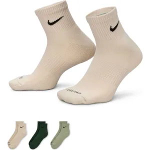 Unisex Everyday Plus Cushioned Training Ankle Socks (3 Pairs) - Green/Beige
