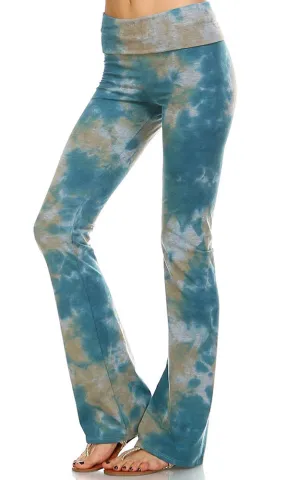 Urban X Taupe and Teal Cloud Tie-Dye Yoga Pant