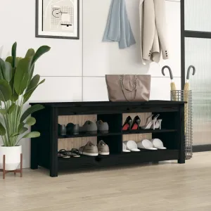 vidaXL Shoe Bench Black 110x38x45.5 cm Solid Wood Pine