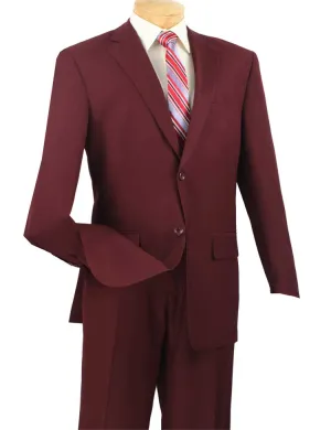 Vinci Regular Fit 2 Piece 2 Button Textured Weave Suit (Burgundy) 2LK-1