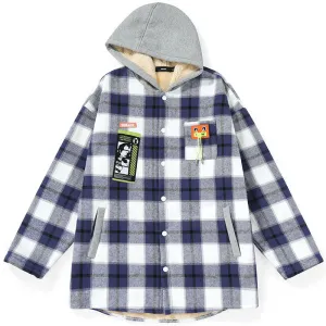 Vintage Plaid Padded Jacket With Hooded
