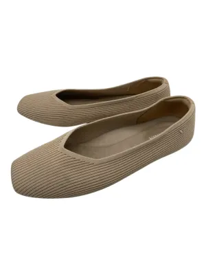Vivaia Shoe Size 41 Beige Synthetic Square Toe Ribbed Block Heel Flats