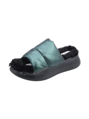 Warm Plush Slippers - Green
