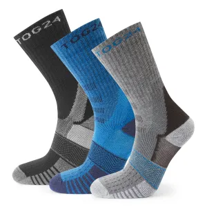Wels 3Pack Mens Trek Socks - Black/Peacock Blue/Dark Grey Marl