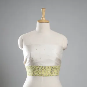 White - Chanderi Silk Zari Buti Blouse Piece 52
