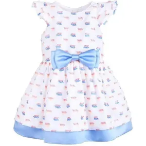 White Embroidered Bow Dress