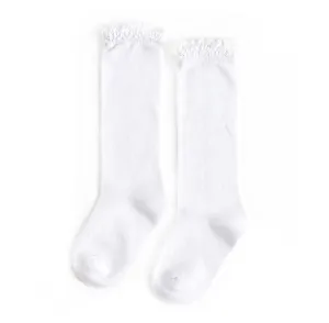 White Lace Knee High Socks