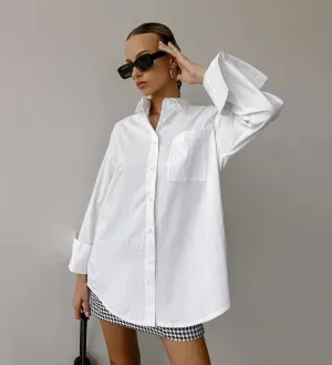 White Lapel Collar Botton Down Shirt