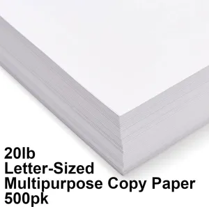 White Multi-Purpose Letter-Sized Copy Paper 20Lb, 500pk