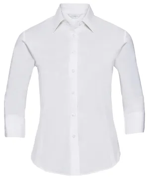 White - Women's ¾ sleeve easycare fitted shirt