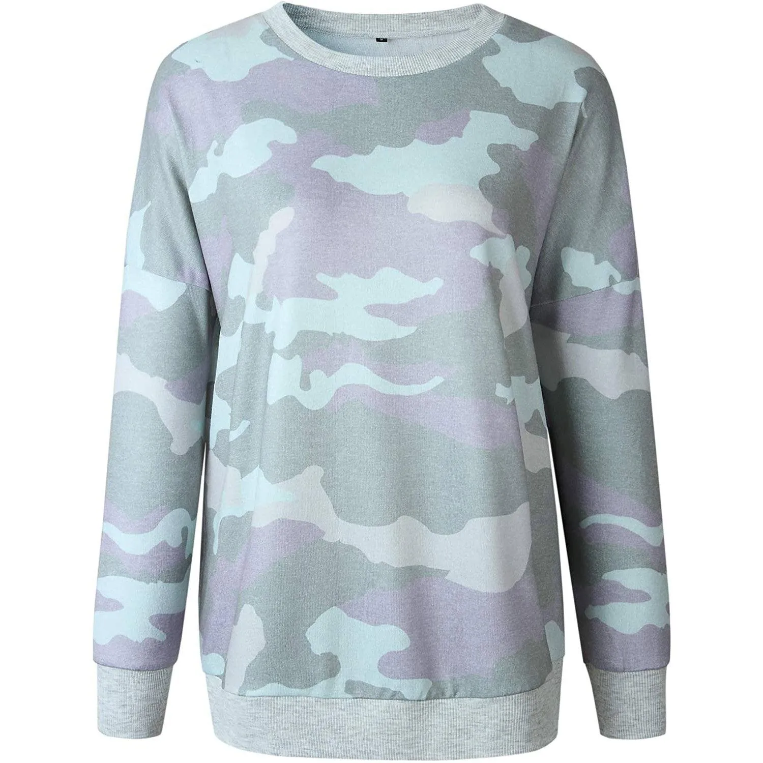 Women's Camouflage Print Casual Leopard Pullover Long Sleeve Sweatshirts