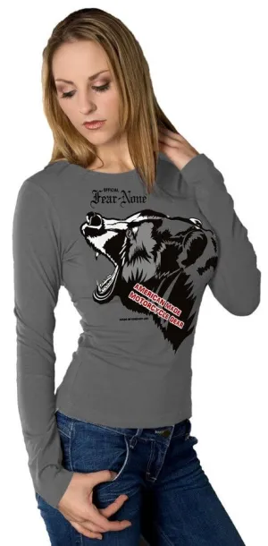 Womens Gray Mama Bear Rider (Long Sleeve)