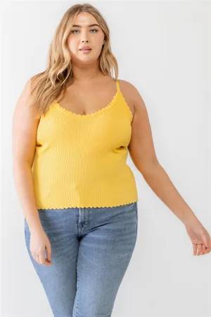 Women's Plus Ribbed Ruffle Tank Top