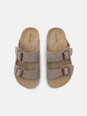 Women's Suede Slider Sandals,Grey
