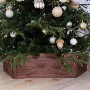 Wooden Tree Lar Box  Christmas Tree Farmhouse Rustic Decor Vintage Thered Wood