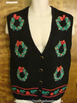 Wreaths Horrible Christmas Sweater Vest