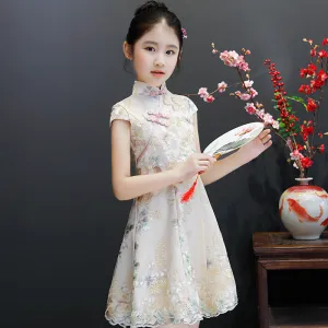 Xiangtuibao Girls Improved Cheongsam Spring and Summer Children's Tang Costume Chinese Style Guzheng Performance Costume Little Girl Fashionable Dress