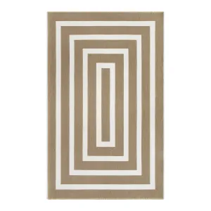 Yanis Modern Geometric Cotton Indoor Outdoor Khaki Area Rug