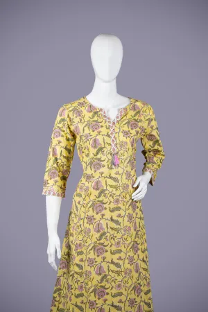 Yellow Printed Kurti Palazzo Set