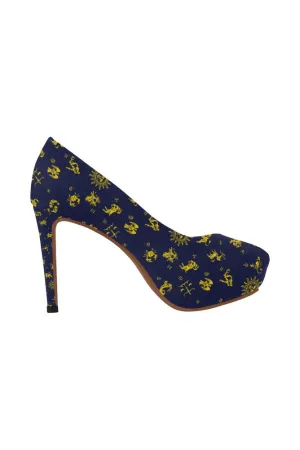 Zodiac Blue & Gold Women's High Heels